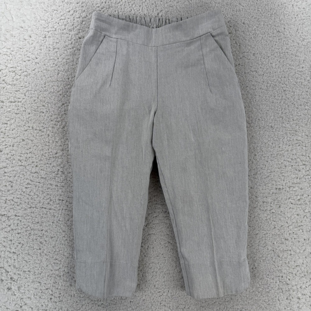 Allison Izu Pants Womens XS Gray Twill Cropped Cuffed Elastic Waist Made Hawaii